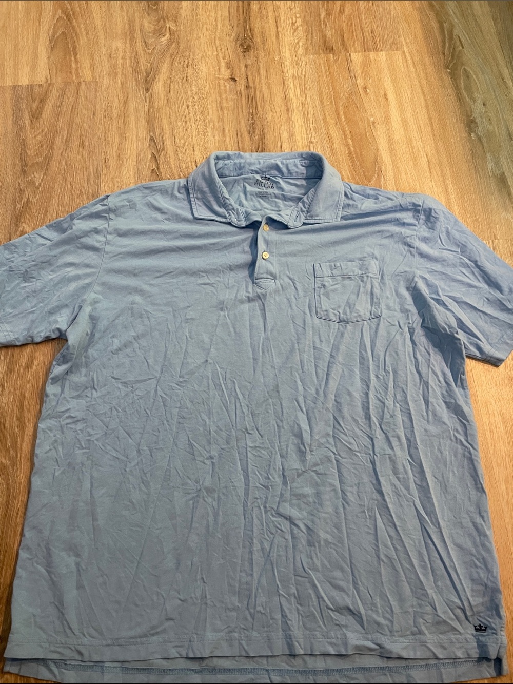 Peter Millar Light Blue Short-Sleeve Polo with Chest Pocket